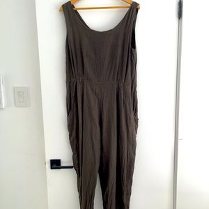 Black Crane Linen Jumpsuit